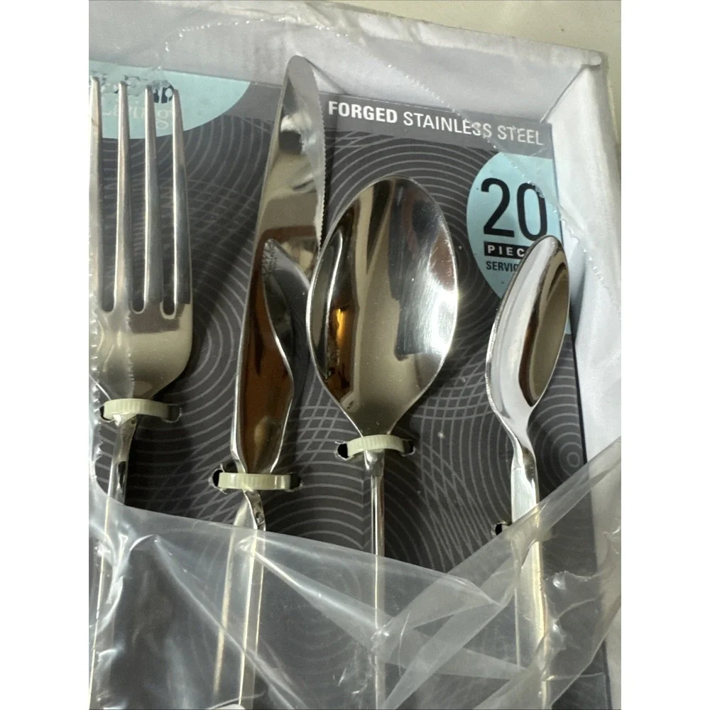 Pottery Barn Twist 20 Pc Set Forged Stainless Steel Silver India 4 Pc Place Set